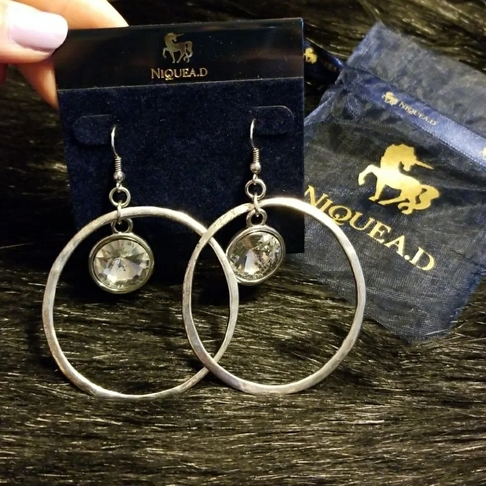NIQUEA.D // ltd ed silver hoop large crystal hoop